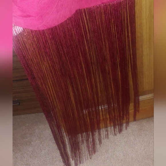 Anthropologie Vineet Bahl Sleeveless V-Neck Fringe Maxi Dress in Red - Picture 12 of 16